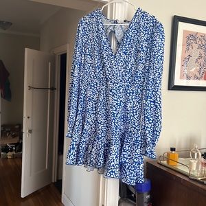 Open back sun dress - blue leopard print